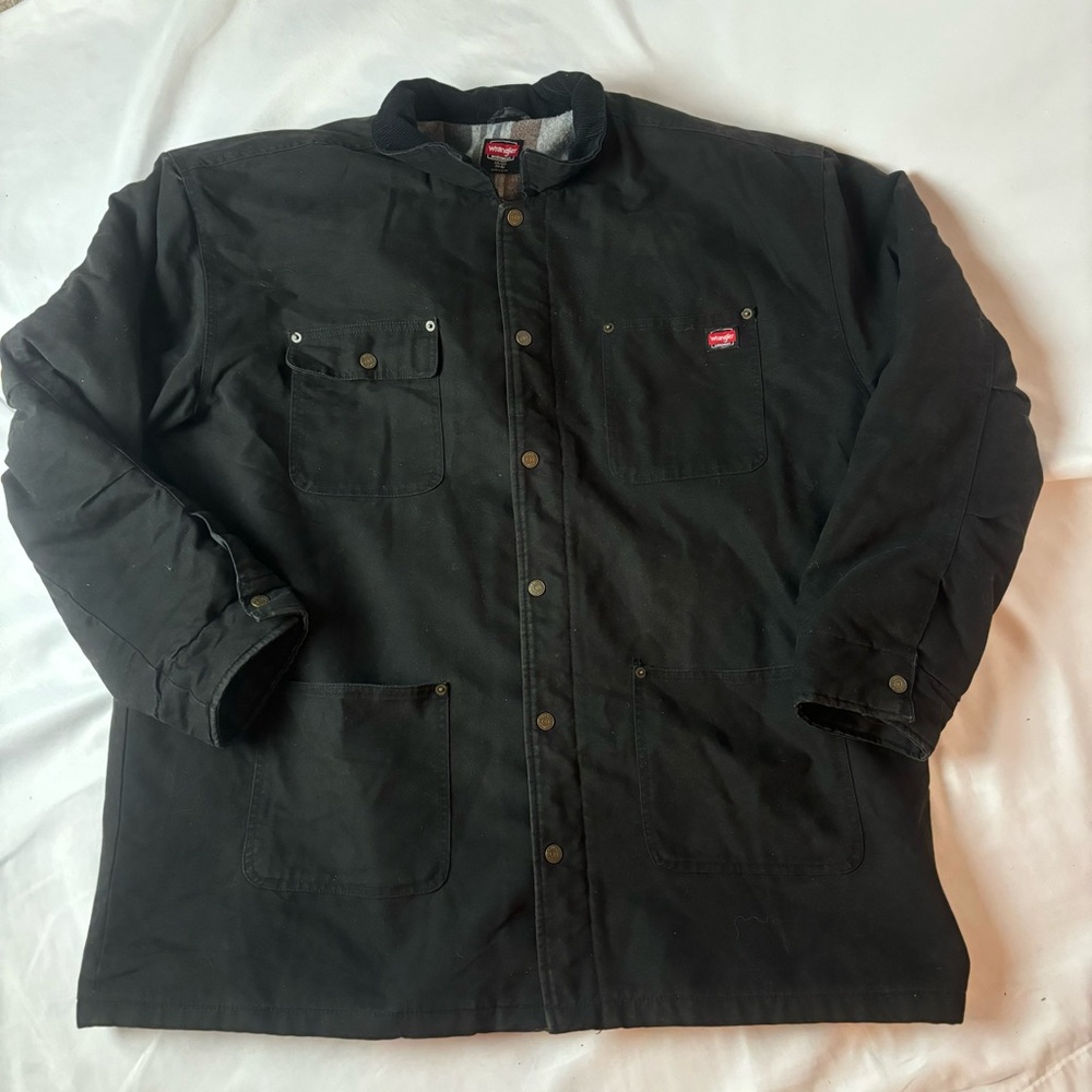 Wrangler Jacket Mens 3XLarge  L54-56 Black Blanket Lined Snap Coat Work Chore